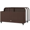 Rolling Pool Storage Rattan Patio Furniture Outdoor Storage Wicker Organizer for Floats, Paddles, Balls, Towels, Brown