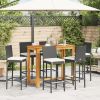 Garden Bar Set Black PE rattan Removable Covers Garden Bar Set