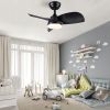 YUHAO 28 in. Integrated LED Kid's Room Matte Black Ceiling Fan with Light Kit and Remote Control