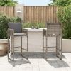 Garden Bar Stool Grey PE Rattan, Powder-Coated Steel Standard