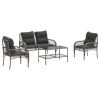 Garden Sofa Set Grey Poly Rattan Medium Durable Garden Sofa Set