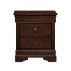 Louis Philippe Style 1pc Nightstand of Drawers Brown Cherry Finish Okume Veneer Bedroom Furniture