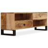 TV Cabinet Natural Mango Wood Solid Mango Wood and Steel Medium