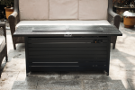 57in Outdoor Gas Propane Fire Pits Table, Aluminum, 50000BTU Firepit Fireplace Dinning Table with Lid, Fire Glass, Retangular, ETL Certification
