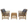 Garden Lounge Set Dark Grey Solid Acacia wood Medium Durable