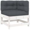 Corner Sofa White and Anthracite Solid pine wood and oxford fabric