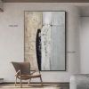Minimalist hand-painted oil painting black;  white and gray modern luxury abstract large hallway decorative painting living room background wall paint