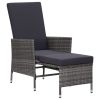 Armchair Grey PE rattan Medium Adjustable Armrests Armchair