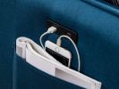 Mia 70" Blue Sectional Sofa Chaise with USB Charger & Pillows