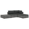 Garden Lounge Set Grey Poly Rattan Medium Modular