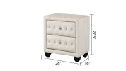 Sophia Modern Style Crystal Tufted 2-Drawer Nightstand Upholstered with Velvet Fabric Made with Wood in Cream