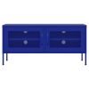 Navy Blue Steel TV Cabinet Medium Rectangular Industrial Levelers