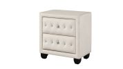 Sophia Modern Style Crystal Tufted 2-Drawer Nightstand Upholstered with Velvet Fabric Made with Wood in Cream