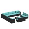 Garden Lounge Set Black PE Rattan Large Garden Lounge Set