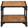 Coffee Table Natural Brown Solid Acacia Wood, Powder-Coated Iron