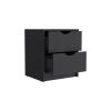 Nightstand Gandu, Two Drawers, Black Wengue Finish