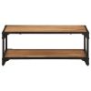 Coffee Table Natural Brown Solid Acacia Wood, Powder-Coated Iron