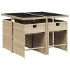 Patio Dining Set Set of 4 Beige PE Rattan Medium Collapsible