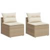 Garden Sofa Beige PE rattan Medium Modular Garden Sofa Square
