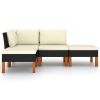 Garden Lounge Set Black PE Rattan Large Lightweight