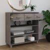 Console Table Light Grey Solid Pine Wood, MDF Console Table