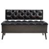 Storage Bench Black Faux Leather, Metal, Engineered Wood Medium