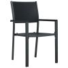 Garden Dining Set Black Powder-coated steel, glass, plastic Large