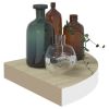 Wall Corner Shelf Set of 2 Oak and White Honeycomb MDF, Metal