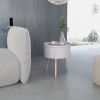 Side Table with Serving Tray Round 15.6"x17.5" Gray