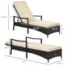 Adjustable PE Rattan Woven Sun Lounger with Washable Cushion, Single or Dual Use