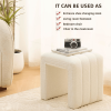 Modern Teddy Velvet Ottoman Footrest, Vanity Stool, and Shoe Bench for Makeup Room, Living Room, Entryway(White)