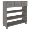 Console Table Light Grey Solid Pine Wood, MDF Console Table
