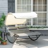 Double Rocking Bed Outdoor Chaise Sun Lounger with Canopy Light Gray