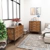 Industrial Style 6 Drawer Double Dresser,Rustic Brown Wood Storage Dresser Clothes Organizer with Sturdy Steel Frame, Chest with 6 Drawer