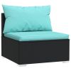 Garden Lounge Set Black and Water blue