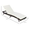 Outdoor Wicker Lounge Chair, PE Rattan, Adjustable Backrest, Comfortable Cushion for Poolside Sun Tanning, White