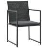 Rattan Dining Set Black Polyethylene rattan Large Durable