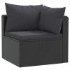 Garden Sofa Black PE rattan 4-seater Adjustable Feet