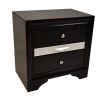 Traditional Style 2 Drawer Nightstand made with Wood in Black Color