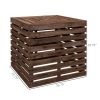 2-in-1 Outdoor Umbrella Base Storage Box, Wooden Patio Coffee Table, Brown