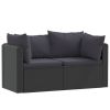 Garden Sofa Black Poly Rattan Medium Modular Garden Sofa