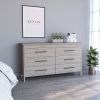 6 Drawer Double Dresser Wezz, Bedroom, Light Gray