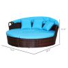 Woven Rattan Poolside Relaxation Zone 4pc Canopied Daybed Sun Lounger Sofa Set Mocha Brown
