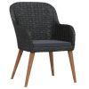 3 Piece Patio Dining Set with Cushions Black