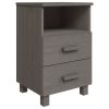 Bedside Cabinet Set of 2 Light grey Solid pine wood, MDF Standard