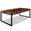 Coffee Table Black and Brown Teak Wood and Resin