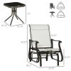 3-Piece Gliding Chair & Tea Table Set, Outdoor 2 Rocker Seats with Steel Frame, Tempered Glass Tabletop, Garden Patio Furniture, Cream White