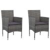 Dining Set Grey PE rattan, Glass, Aluminum, Steel, Polyester Medium