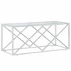 Coffee Table Silver Stainless Steel and Tempered Glass Medium