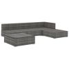 Patio Lounge Set Set of 5 Grey PE Rattan 5 Piece Set Modular